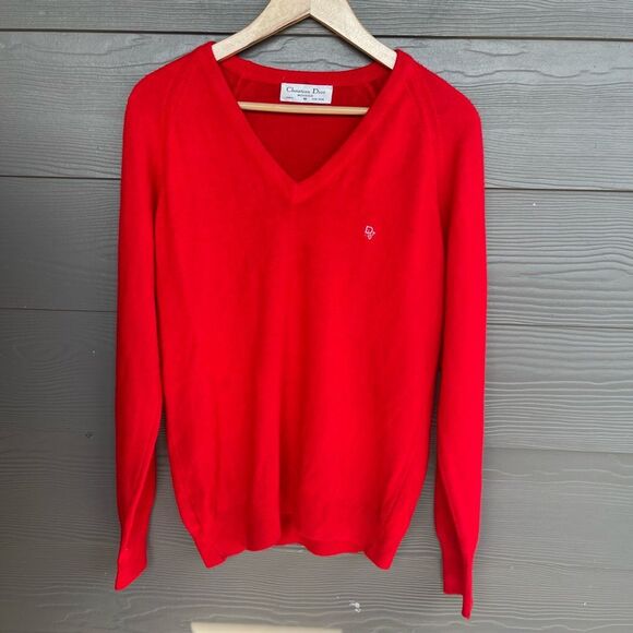 christian dior Other - Christian Dior vintage v neck red sweater